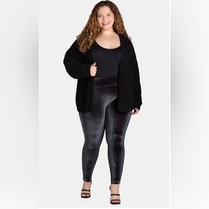 Terra & Sky Women's Black Velvet Leggings Size 2X